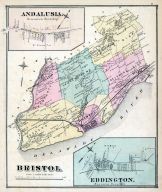 Map Of Falls Township Original Hand Colored Antique Map Rare